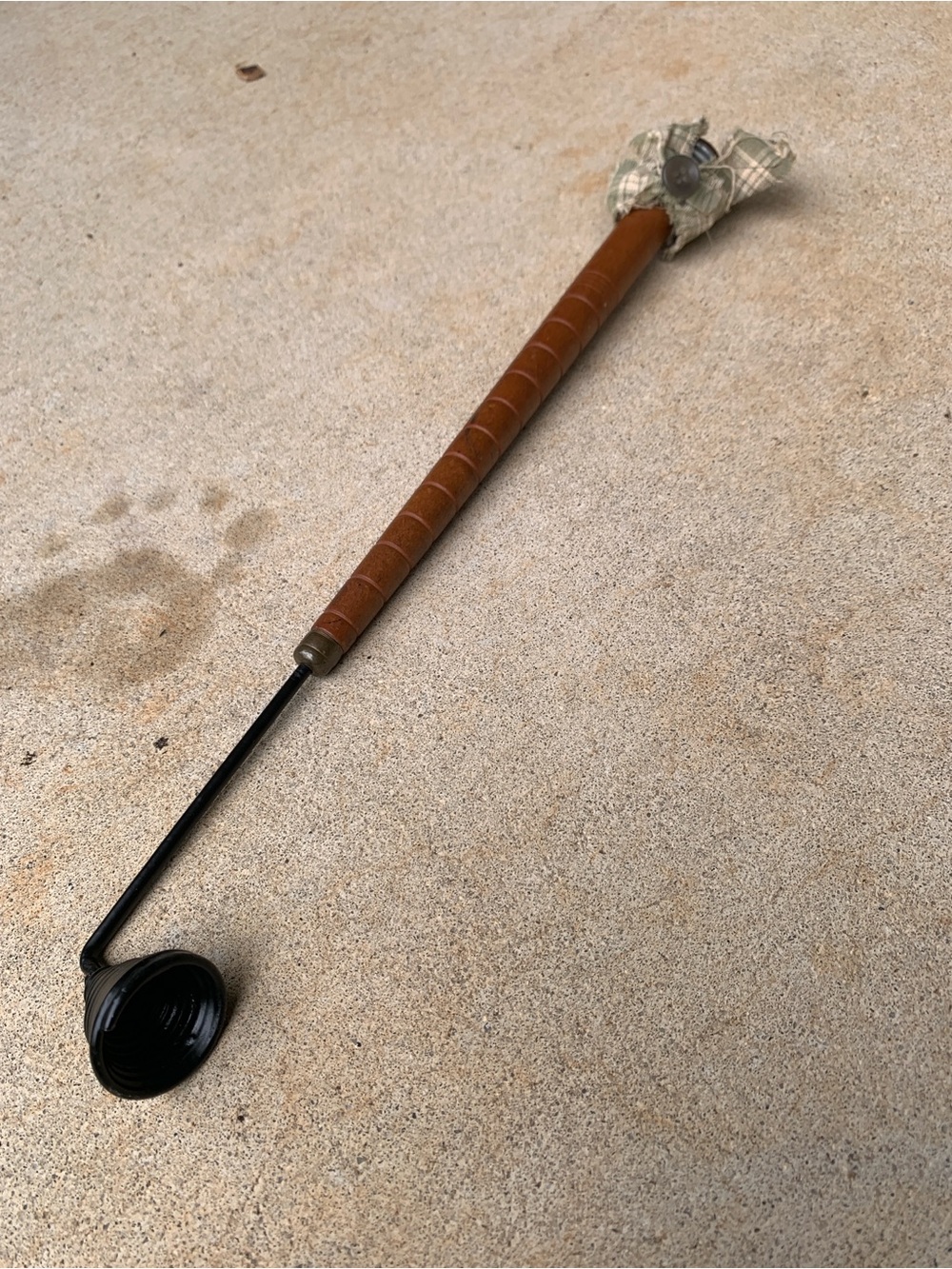 Vintage Primitive Candle Snuffer Thread Spool Black Metal